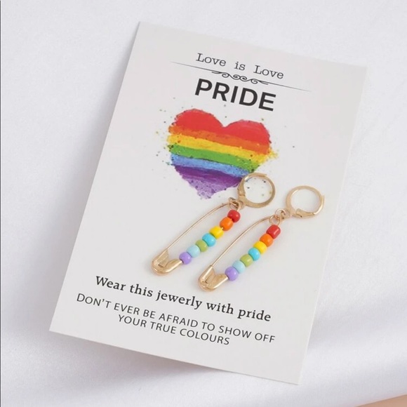 NWT- LGBT Love is Love- Pride-  Safety Pin Decor Earrings - Picture 2 of 5